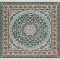 Иранский ковер Shahname 1200 129 Голубой квадрат